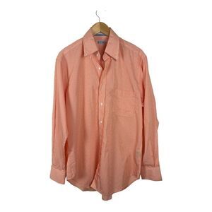J McLaughlin Button Down Oxford Orange White Striped Shirt Mens M Work